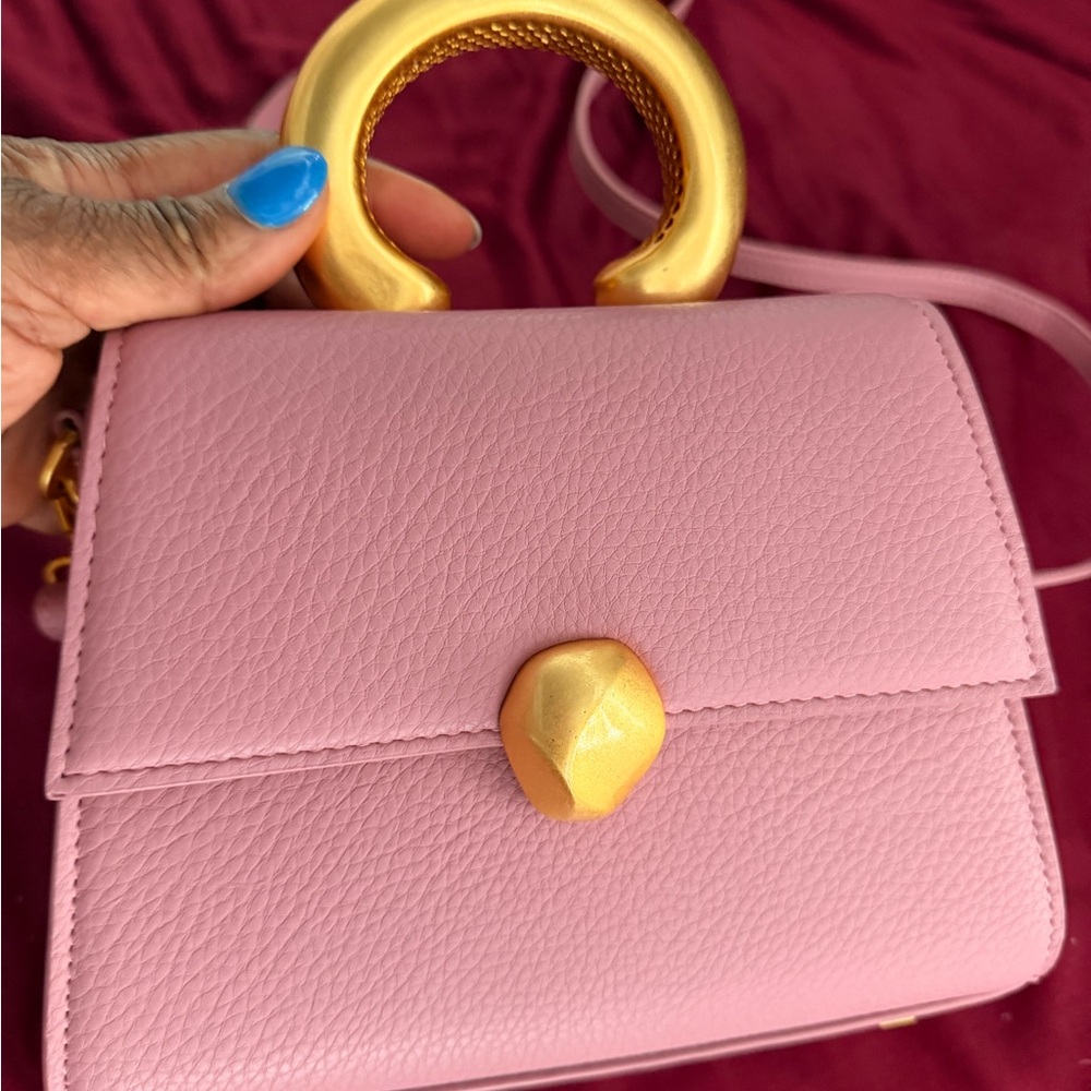 Chic Pink Crossbody Bag with Gold Handle